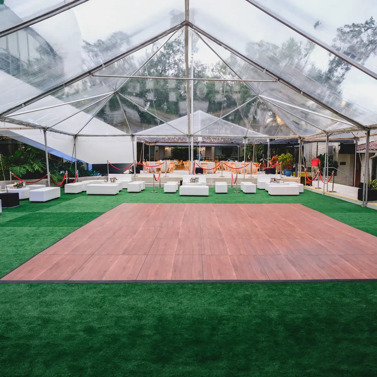 Dark Maple Dance Floor Over Turf Subflooring